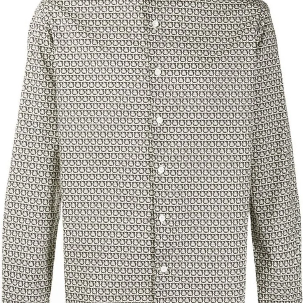 Salvatore Ferragamo Men’s Gancini Logo Print Button-Down Shirt M - Picture 2 of 8